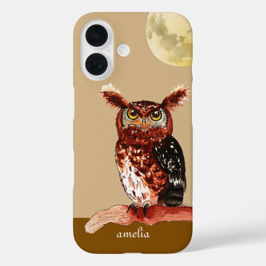 Owl Moon-Waterverf Case-Mate iPhone Case (Achterkant)