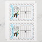 Owl Mustache Baby shower Bingo Game, 2 a pagina (Voorkant / Achterkant)