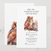 Owl My ... Belle invitation au Baby shower (Devant / Derrière)