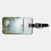 Owl Natuur Lover Mountain Landscape Monogram Naam Bagagelabel (Voorkant horizontaal)