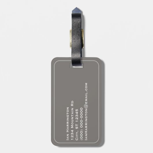 Owl Natuur Lover Mountain Landscape Monogram Naam Bagagelabel (Achterkant verticaal)