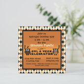 Owl O Ween Halloween Party Invitation Kaart (Staand voorkant)