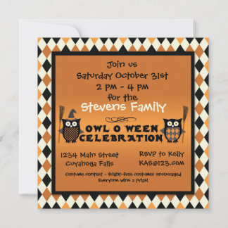 Owl O Ween Halloween Party Invitation Kaart