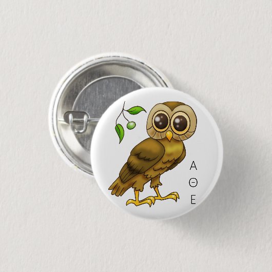 Owl of Athena Ronde Button 3,2 Cm (Voorkant /achterkant)