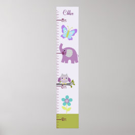 Owl, olifant Nursery Growth Chart Keep at 8x44! Poster
