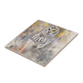 Owl op Abstracte Waterverf van de Tak Tegeltje (Zijkant)