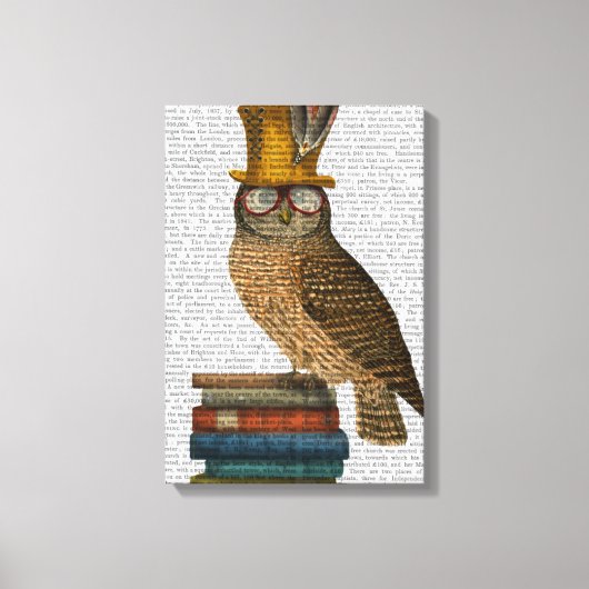 Owl op boeken canvas afdruk (Voorkant)