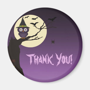 Owl op boomtak Halloween Dank u Magnet Magneet