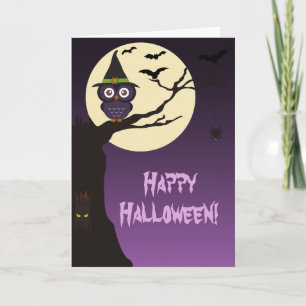 Owl op boomtak Halloween Wenskaart Kaart