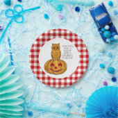 Owl op Bord van Pumpkin Gingham Pattern (Feest)