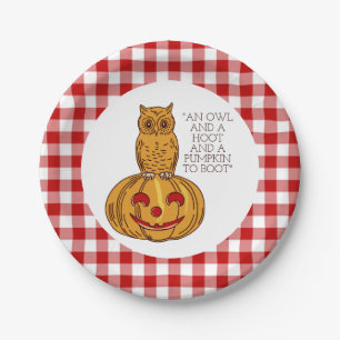 Owl op Bord van Pumpkin Gingham Pattern