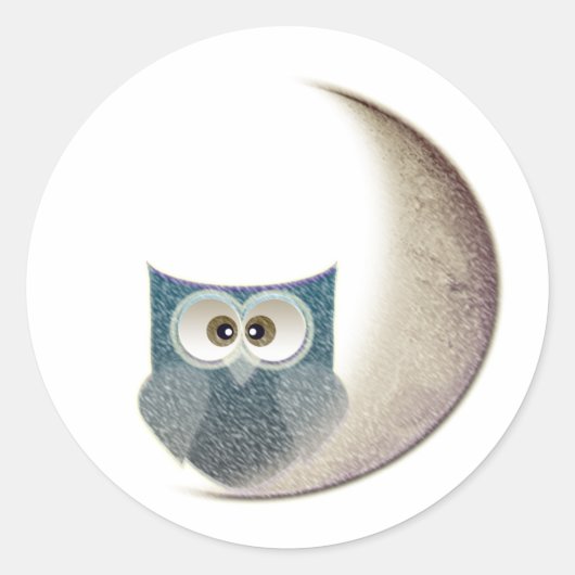 Owl op de maan ronde sticker (Voorkant)