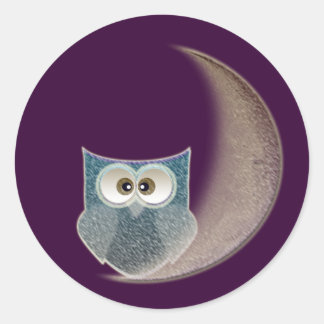 Owl op de maan ronde sticker