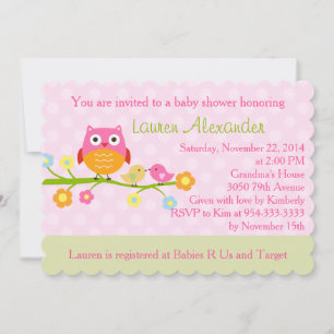Owl op de Uitnodiging van het Baby shower van de T
