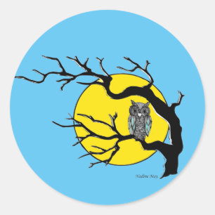 Owl op een boom ronde sticker