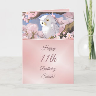 Owl op een Cherry Blossom Tree Girls Birthday Kaart