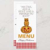 Owl op het menu Pumpkin Gingham Pattern (Voorkant / Achterkant)