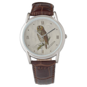 Owl op hout zien Aangepast Horloge