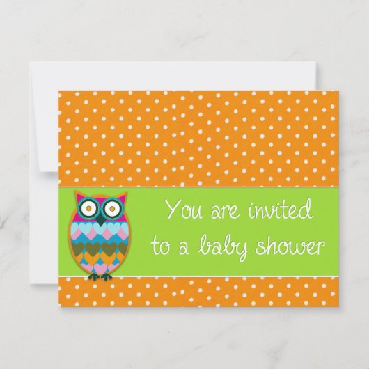 Owl op poka stips baby shower uitnodiging (Voorkant)