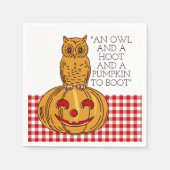Owl op Pumpkin Gingham Pattern Napkin Servet (Voorkant)