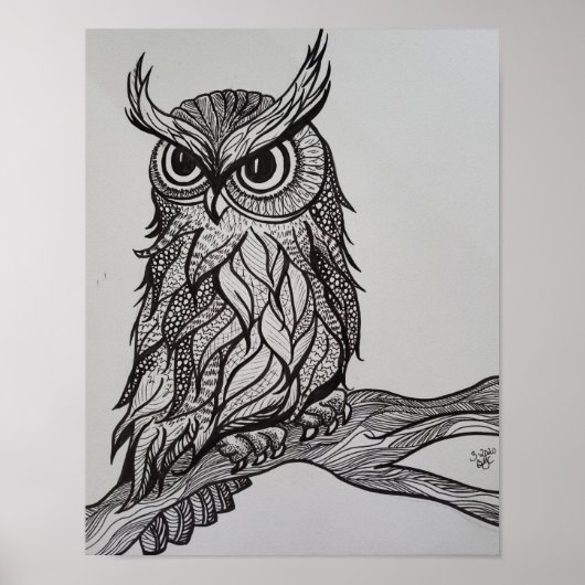 Owl op tak poster (Voorkant)