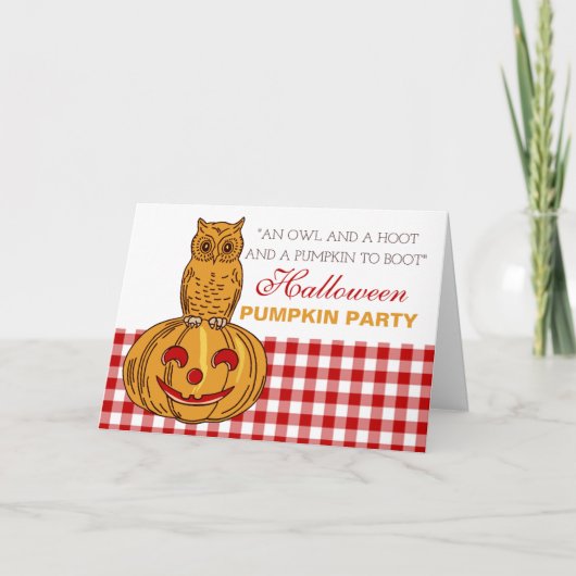 Owl op uitnodiging van Pumpkin Halloween Pumpkin P (Voorkant)