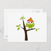 Owl Ownership Bird Green Pet Snow Cute Tree Cartoo Briefkaart (Voorkant / Achterkant)