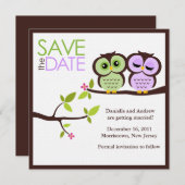 Owl paar bruiloft sparen de Datum Save The Date (Voorkant / Achterkant)