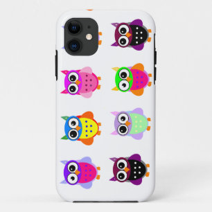 Owl party retro kawaii schattige orful owls iPhone 11 Hoesje