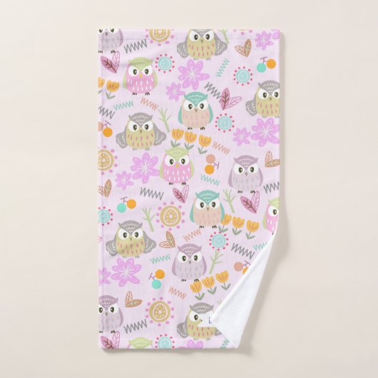 Owl Pastel Pink (Serviette à main)