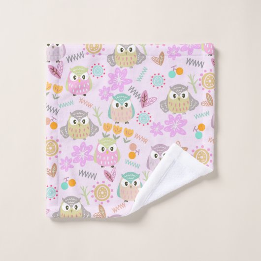 Owl Pastel Pink (Gant de toilette)