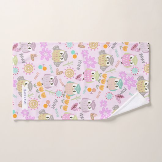 Owl Pastel Pink (Serviette à main)