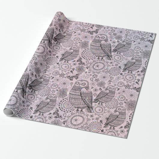 Owl Patroon Cadeaupapier (Uitgerold)