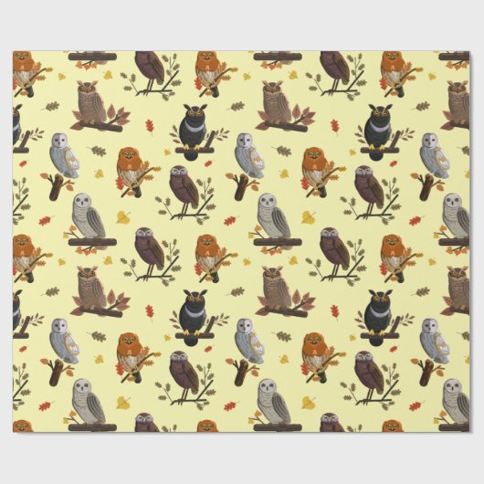 Owl Patroon Cadeaupapier (Vlak)