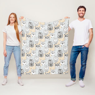 Owl patroondekens fleece deken