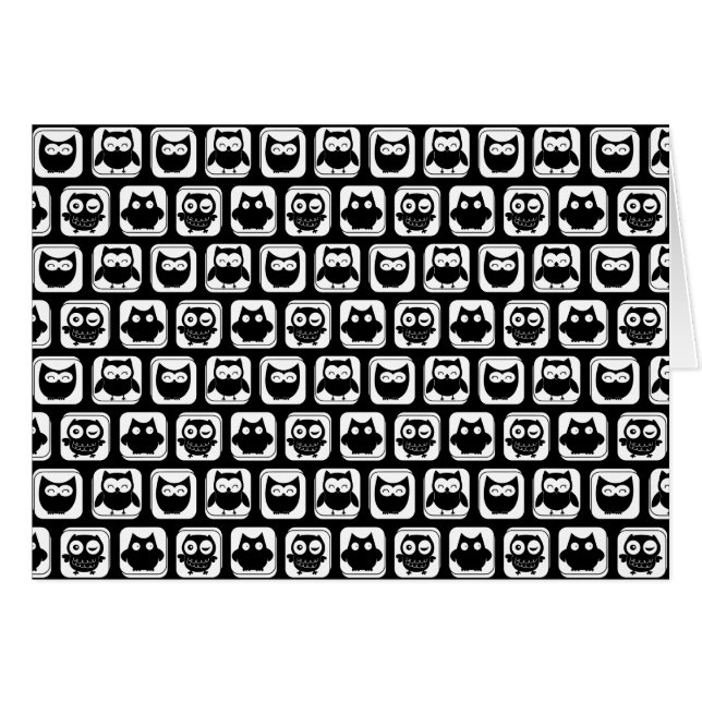 Owl Pattern in Black and White (Voorkant Horizontaal)