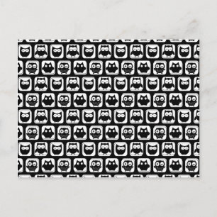 Owl Pattern in Black and White Briefkaart