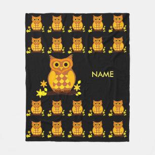 Owl Pattern op Fleece Blanket Deken