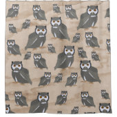 Owl Pattern & Rustic Wood Douchegordijn (Voorkant)