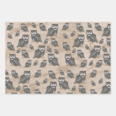 Owl Pattern & Rustic Wood Inpakpapier Vel (Voorkant 2)