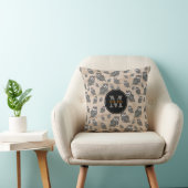 Owl Pattern & Rustic Wood Monogram Kussen (Stoel)