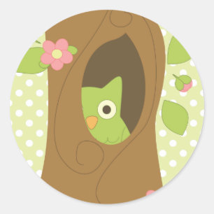 Owl Peeking Ronde Sticker