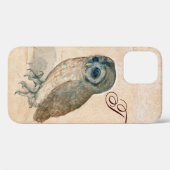 OWL, PIink, Sepia Monogram Case-Mate iPhone Case (Achterkant (horizontaal))