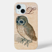 OWL, PIink, Sepia Monogram Case-Mate iPhone Case (Achterkant)
