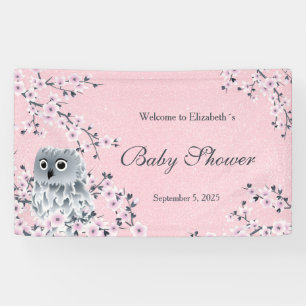 Owl Pink Glitter Cherry Blossom Baby Spandoek