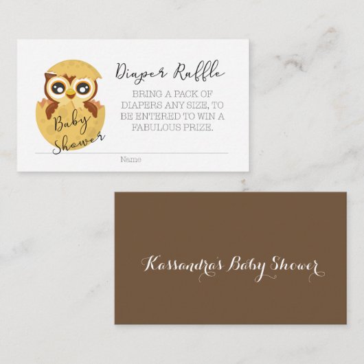 Owl Popping Out of Egg Diaper Raffle Ticket Informatiekaartje (Voorkant / Achterkant)