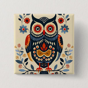Owl Poster Vierkante Button 5,1 Cm
