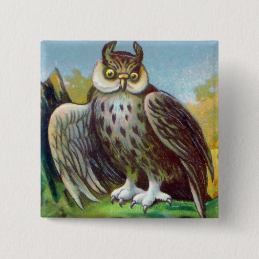 Owl Print Vierkante Button 5,1 Cm (Voorkant)