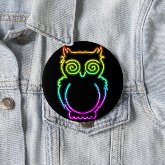 Owl Psychedelic Neon Light Button (In situ)