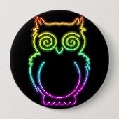 Owl Psychedelic Neon Light Button (Voorkant)